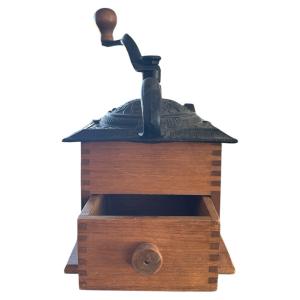 Vintage Cast Iron and Wood Coffee Grinder
