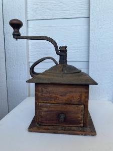 Vintage Cast Iron Wood Coffee Grinder