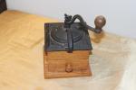 Manual Antique Wood Coffee Grinder with Hand Crank