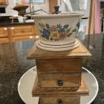 Vintage Wood Coffee Grinder with Ceramic Bowl