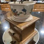 Vintage Wood Coffee Grinder with Ceramic Bowl