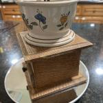 Vintage Wood Coffee Grinder with Ceramic Bowl