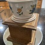 Vintage Wood Coffee Grinder with Ceramic Bowl