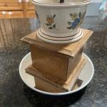 Vintage Wood Coffee Grinder with Ceramic Bowl