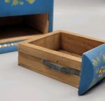 Hand Painted Blue Vintage Wood Coffee Grinder Mill