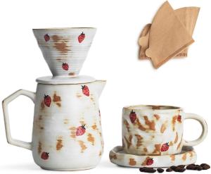 Pour Over Coffee Maker Set with Strawberry Cup