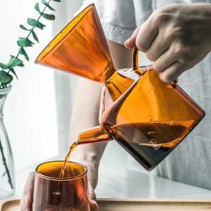 Amber Glass Pour Over Coffee Maker with Handle