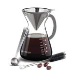 Pour Over Coffee Maker with Glass Carafe and Filter