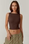 High Neck Open Back Coffee Bean Crop Tank