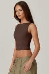 High Neck Open Back Coffee Bean Crop Tank