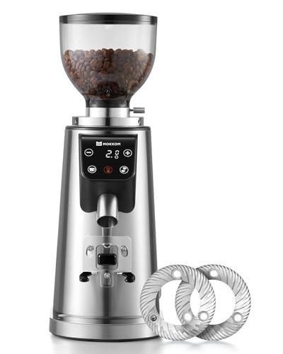MOKKOM 64mm Flat Burr Coffee Grinder with Timer