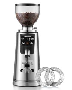 MOKKOM 64mm Flat Burr Coffee Grinder with Timer