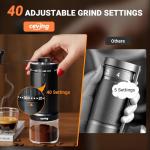 Portable Mini Manual Coffee Grinder with 40 Settings