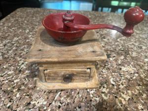 Vintage Cast Iron Coffee Grinder with Wood Drawer