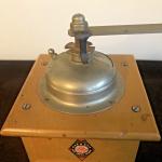 Retro Wooden Coffee Grinder with Red Crank