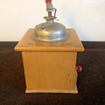 Retro Wooden Coffee Grinder with Red Crank