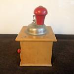 Retro Wooden Coffee Grinder with Red Crank
