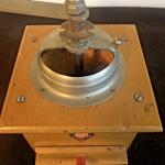 Retro Wooden Coffee Grinder with Red Crank