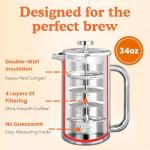 Ziruma Non-Toxic Stainless Steel French Press 34 Oz