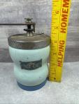 Lite Blue Vintage Barrel Coffee Grinder from Italy