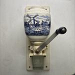 Vintage Dutch Delft Wall-Mount Coffee Grinder