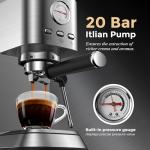 Espresso Coffee Machine with Frother and Pressure Gauge