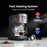 Espresso Coffee Machine with Frother and Pressure Gauge