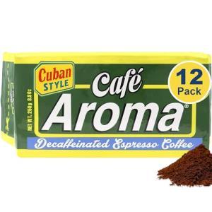 Café Aroma Decaf Dark Roast Espresso Coffee, 12-Pack