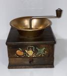 Vintage Hand Painted Wooden Coffee Grinder Mill