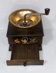 Vintage Hand Painted Wooden Coffee Grinder Mill