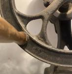 Antique Cast Iron Coffee Grinder with 12" Wheel