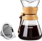 8-Cup Pour Over Coffee Maker with Stainless Steel Filter