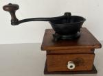 Retro Wooden Coffee Grinder with Cast Iron Top