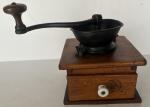 Retro Wooden Coffee Grinder with Cast Iron Top
