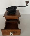 Retro Wooden Coffee Grinder with Cast Iron Top