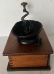Retro Wooden Coffee Grinder with Cast Iron Top