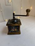 Vintage Hand Crank Coffee Grinder with Floral Design