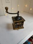 Vintage Hand Crank Coffee Grinder with Floral Design