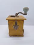 Rustic Yellow Wood Hand Crank Coffee Grinder