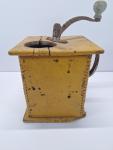 Rustic Yellow Wood Hand Crank Coffee Grinder