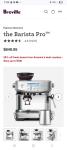 Breville Barista Pro Espresso Machine, Stainless Steel