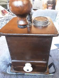 Vintage Wooden Coffee Grinder with Character