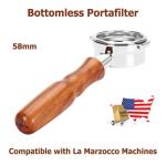58mm Bottomless Portafilter with Wood Handle
