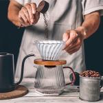 Glass Pour Over Coffee Dripper with Bamboo Stand