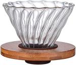 Glass Pour Over Coffee Dripper with Bamboo Stand