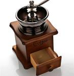 Vintage Wooden Manual Coffee Grinder with Ceramic Crank