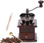 Vintage Wooden Manual Coffee Grinder with Ceramic Crank