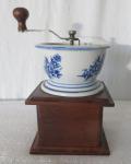 Vintage Blue and White Hand Crank Coffee Grinder