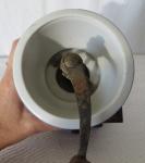 Vintage Blue and White Hand Crank Coffee Grinder