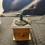 Vintage Wood Manual Coffee Grinder with Cast Iron